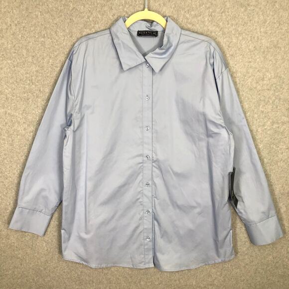 Bagatelle Shirt Women Medium Blue Button Corp Career Work Capsule Stretch Cotton - Picture 1 of 9